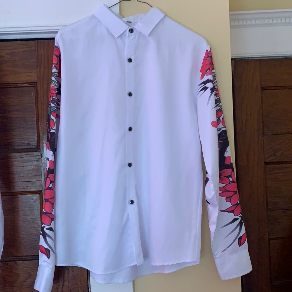 Two Silk Dress Shirts with Floral Prints